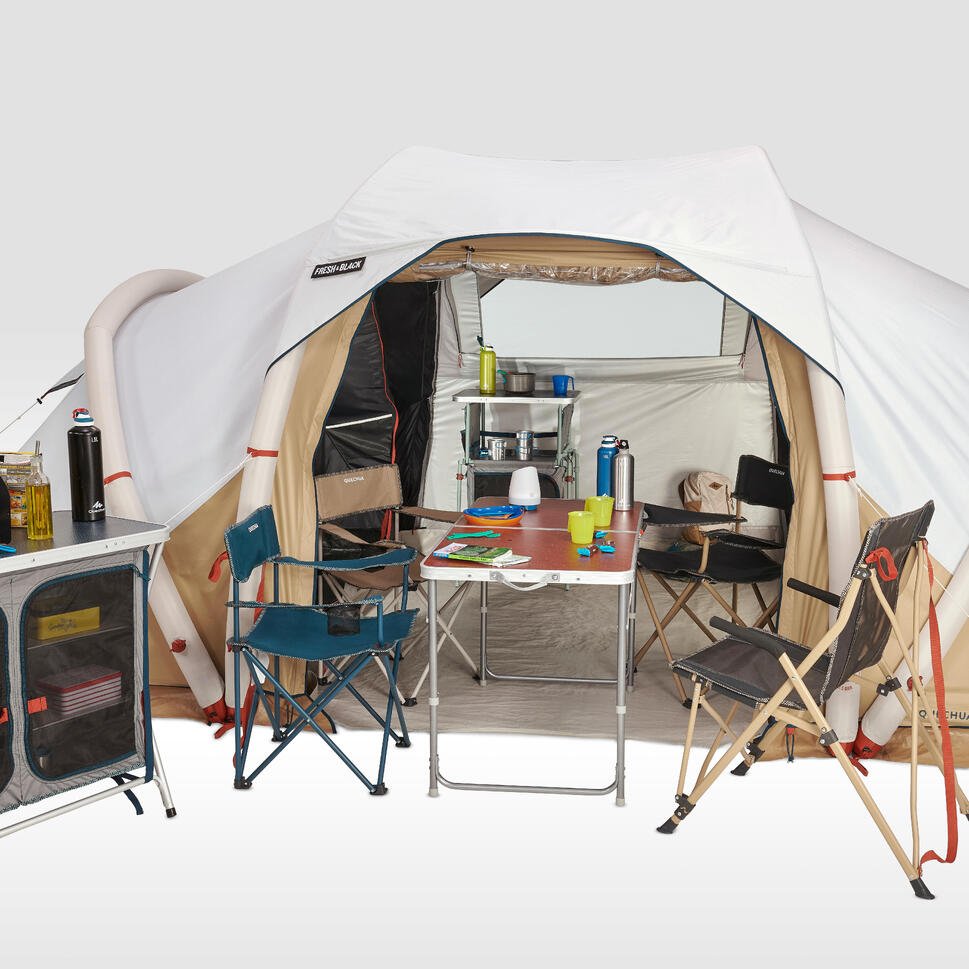 Inflatable Fresh & Black camping tent, 4 people, 2 rooms